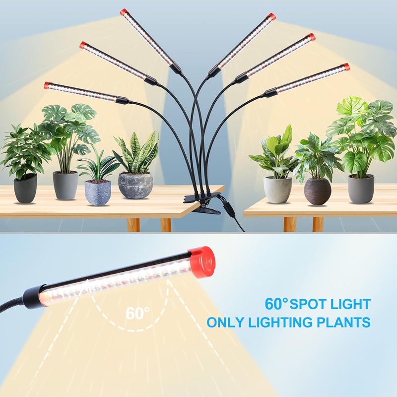 FECiDA GameChanger! 54W, NOT 15W, 6Head Strong Clip Grow Lights for Indoor Plants with Timer, Best Gift for Plants Lover, LED Plant Growing Lamp for Houseplants, Bonsai, Seed Starting, Seedlings, VEG, Flower - Image 5